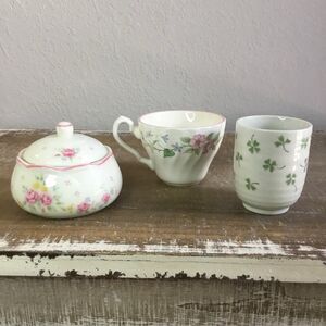 Pink Floral Fairy Cottagecore Regencycore Tea Cup Sugar Bowl Japanese Cup Set‎